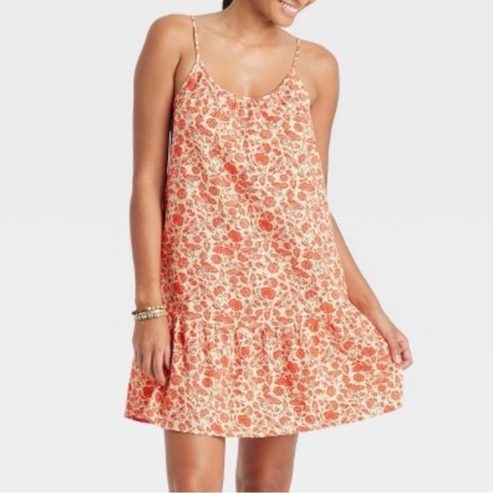 Universal Thread Red Floral Tank Mini Sundress with Pockets, S